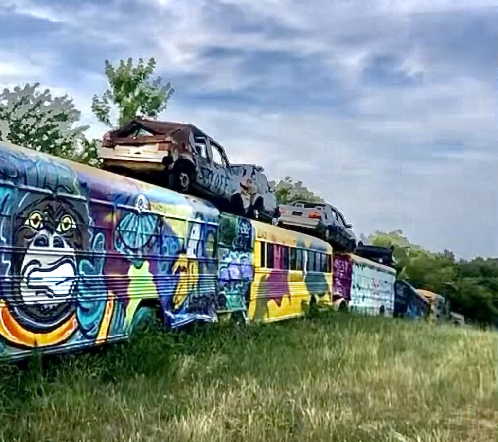 PHOTO OF SCHOOL BUS GRAVEYARD